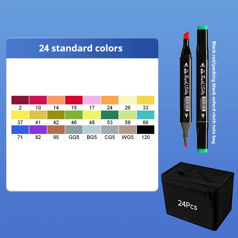 24-80 Colors Double Headed Oily Art Marker Pen Set for Draw Sketching Oily Tip Based Markers Graffiti Manga School Art Supplies