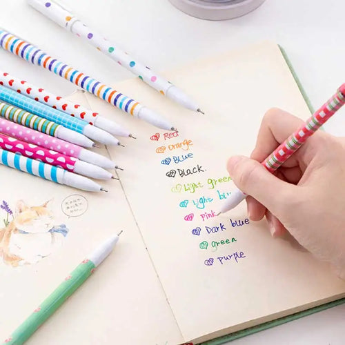 10 Pcs/Set Cute Color Pen Flower Animal Starry Star Sweet Flora Colored Gel Pen 0.5mm pens for school Kawaii Korean Stationary