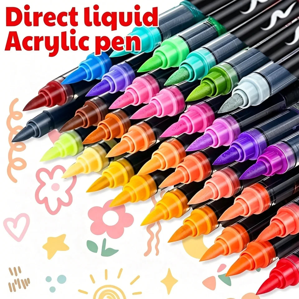 36 Colors Acrylic Paint Pen Markers Acrylic Felts Brush Tip Paint Markers For Wood Rock Painting Canvas Gift DIY Crafts