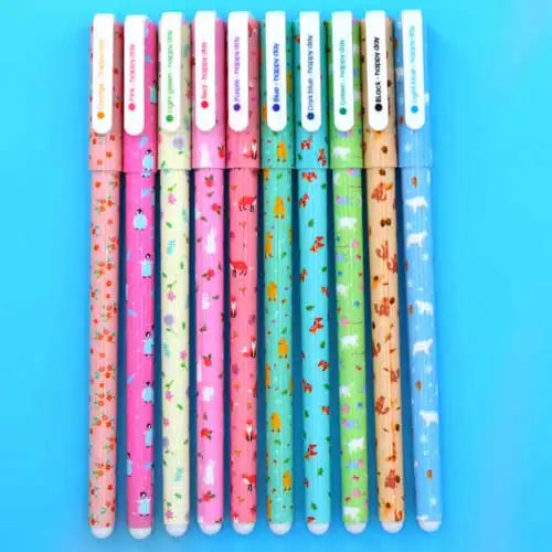 10 Pcs/Set Cute Color Pen Flower Animal Starry Star Sweet Flora Colored Gel Pen 0.5mm pens for school Kawaii Korean Stationary