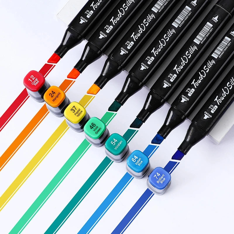 24-80 Colors Double Headed Oily Art Marker Pen Set for Draw Sketching Oily Tip Based Markers Graffiti Manga School Art Supplies