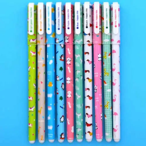 10 Pcs/Set Cute Color Pen Flower Animal Starry Star Sweet Flora Colored Gel Pen 0.5mm pens for school Kawaii Korean Stationary