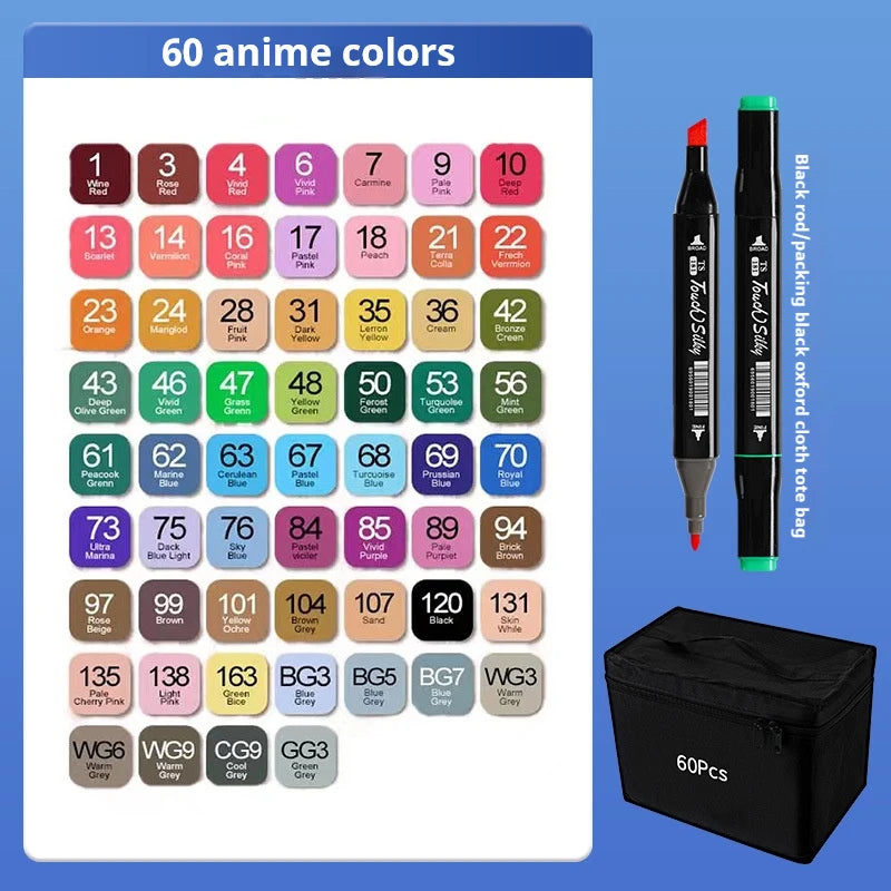 24-80 Colors Double Headed Oily Art Marker Pen Set for Draw Sketching Oily Tip Based Markers Graffiti Manga School Art Supplies