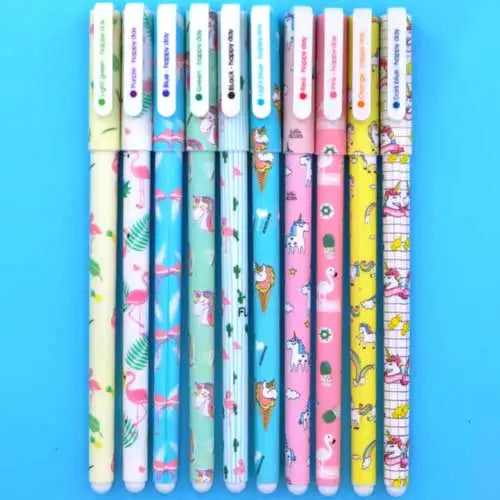 10 Pcs/Set Cute Color Pen Flower Animal Starry Star Sweet Flora Colored Gel Pen 0.5mm pens for school Kawaii Korean Stationary