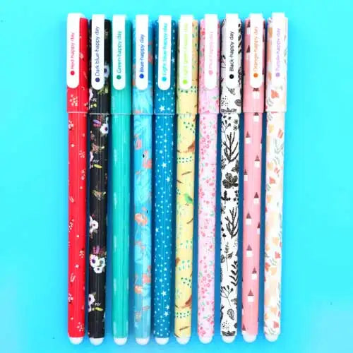 10 Pcs/Set Cute Color Pen Flower Animal Starry Star Sweet Flora Colored Gel Pen 0.5mm pens for school Kawaii Korean Stationary