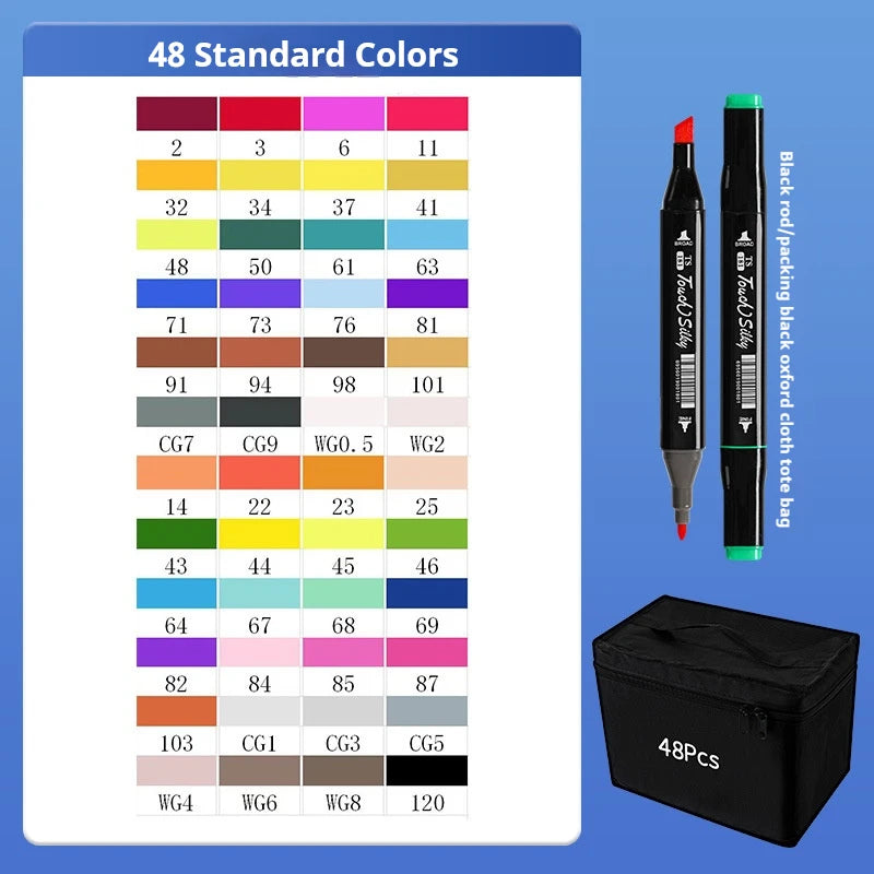 24-80 Colors Double Headed Oily Art Marker Pen Set for Draw Sketching Oily Tip Based Markers Graffiti Manga School Art Supplies