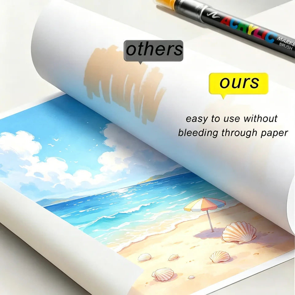36 Colors Acrylic Paint Pen Markers Acrylic Felts Brush Tip Paint Markers For Wood Rock Painting Canvas Gift DIY Crafts