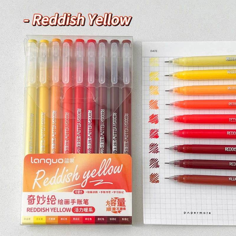 9PCS/Set Multicolor Gel Pen Colored Painting Gel Ink Pen 0.6MM DIY Graffiti Pen Morandi Retro Color Drawing Pen Art Supplies New