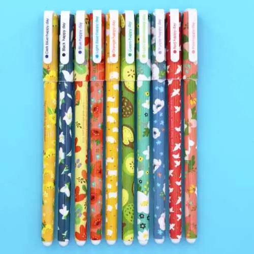 10 Pcs/Set Cute Color Pen Flower Animal Starry Star Sweet Flora Colored Gel Pen 0.5mm pens for school Kawaii Korean Stationary