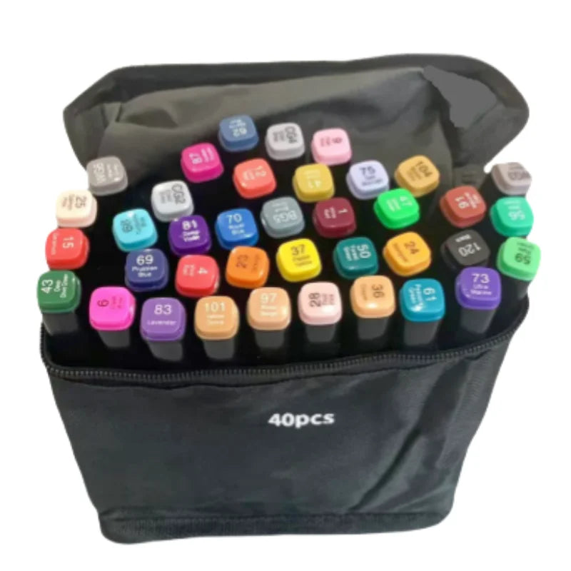 24-80 Colors Double Headed Oily Art Marker Pen Set for Draw Sketching Oily Tip Based Markers Graffiti Manga School Art Supplies