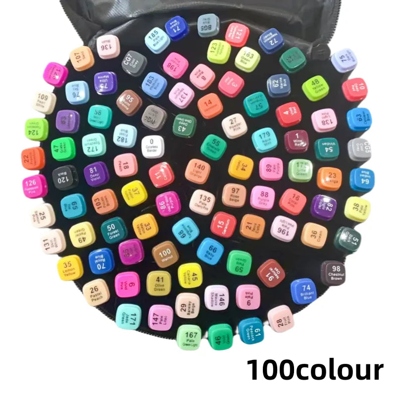 24-80 Colors Double Headed Oily Art Marker Pen Set for Draw Sketching Oily Tip Based Markers Graffiti Manga School Art Supplies