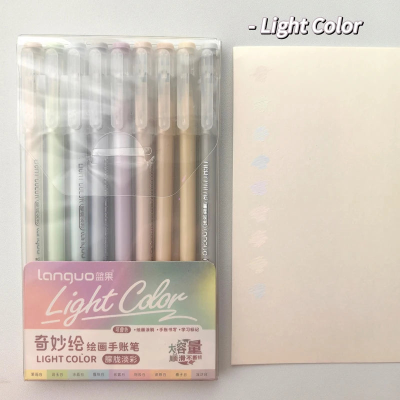 9PCS/Set Multicolor Gel Pen Colored Painting Gel Ink Pen 0.6MM DIY Graffiti Pen Morandi Retro Color Drawing Pen Art Supplies New