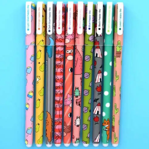 10 Pcs/Set Cute Color Pen Flower Animal Starry Star Sweet Flora Colored Gel Pen 0.5mm pens for school Kawaii Korean Stationary