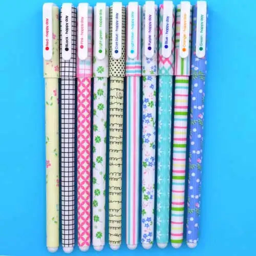 10 Pcs/Set Cute Color Pen Flower Animal Starry Star Sweet Flora Colored Gel Pen 0.5mm pens for school Kawaii Korean Stationary