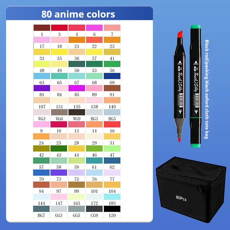 24-80 Colors Double Headed Oily Art Marker Pen Set for Draw Sketching Oily Tip Based Markers Graffiti Manga School Art Supplies