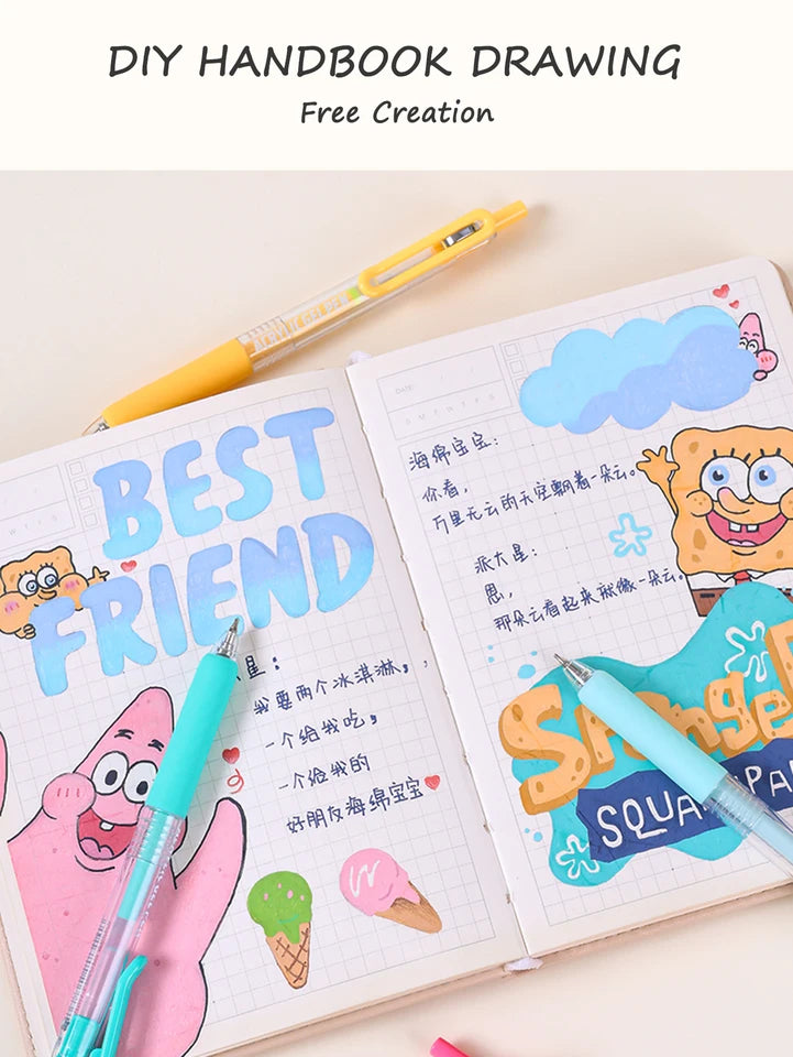 6-90 colors Languo Acrylic Painting Gel Pen Set Handbook Pen Multi-Color Neutral Pen Student Writing Drawing Marker Pens D200