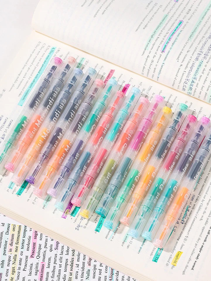 Kawaii Double-headed Stacked Fluorescent Marker Pen Macaron Color System Korean Stationery Important Matter Marking for Students