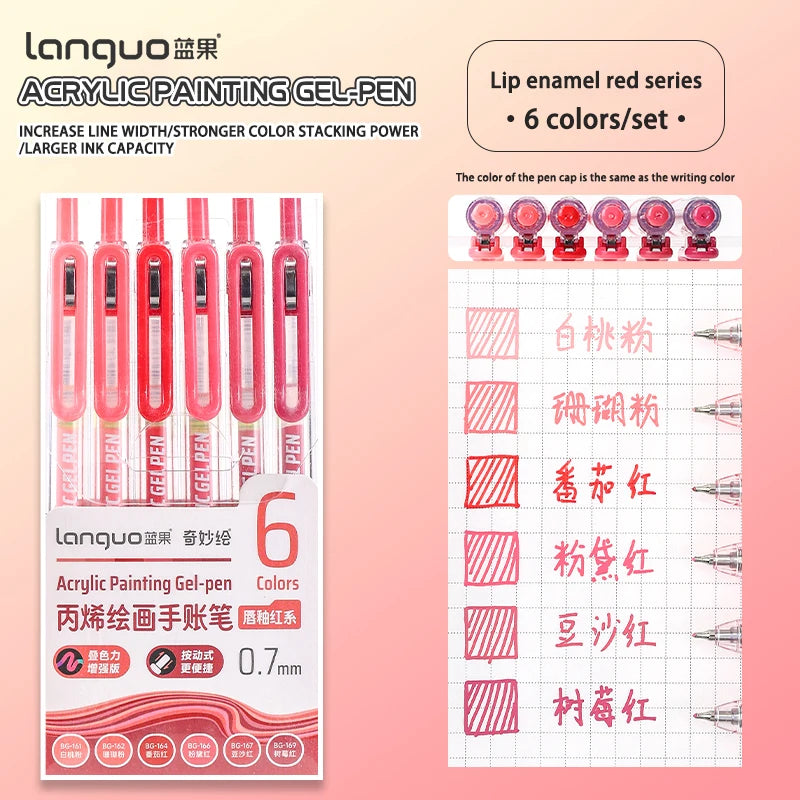 6-90 colors Languo Acrylic Painting Gel Pen Set Handbook Pen Multi-Color Neutral Pen Student Writing Drawing Marker Pens D200